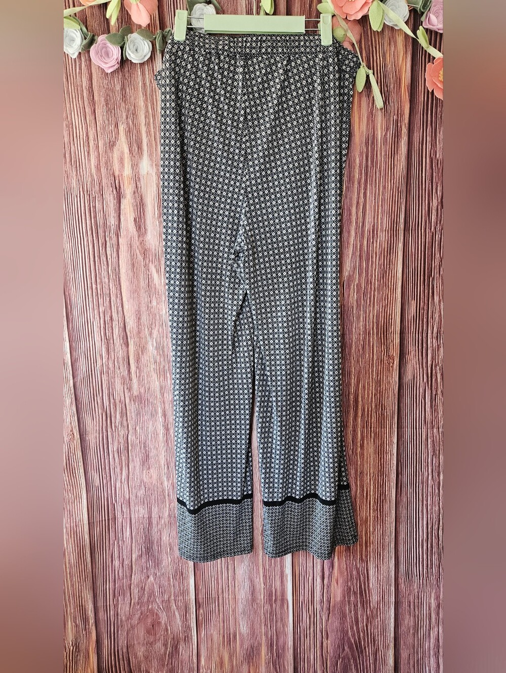 Roz & Ali Mixed Print Wide Leg Pants Plus Size 1X